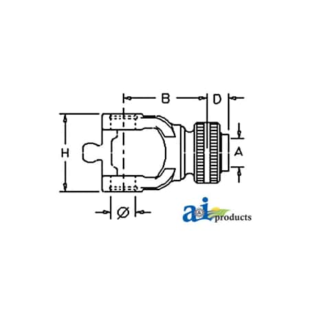 A & I Products Tractor yoke, CV, slide collar, 1 3/4" 20 spline 5" x5" x8" A-141028360